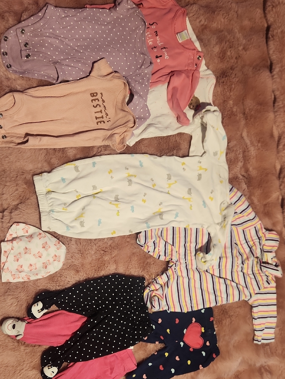 NEWBORN BUNDLE Mixed Baby Girl Onesies and Sleepers, hat